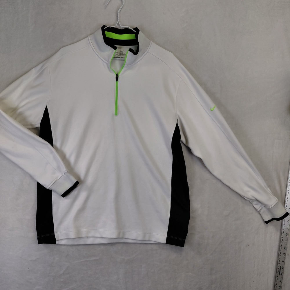 Nike Golf Tour Performance Dri-FIT Quarter Zip Pullover White Black Green Large